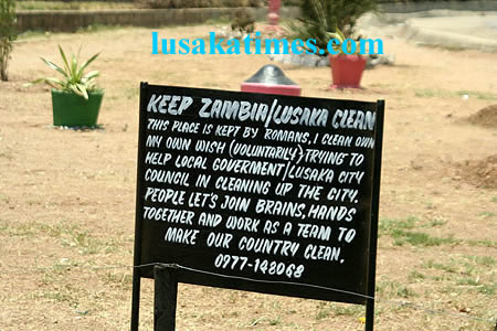 Individual brilliance... A keep Zambia crafted by a resident of Garden twoship in Lusaka encouraging good and clean surroundings in Lusaka