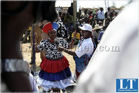 Chieftainess Nkomeshya prays for rain during the Chakwela Makumbi traditional ceremony