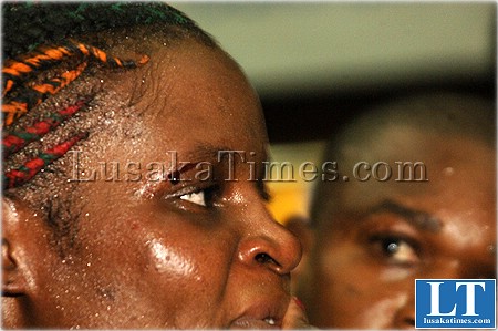 Ester Phiri sustained a cut above the right eye after being beaten by Terri Blair of the USA Ester Phiri sustained a cut above the right eye after being beaten by Terri Blair of the USA