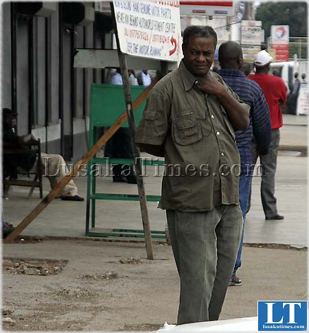wondering up and down in the streets of Lusaka... former works and supply deputy minister Alex Musanya spotted plotting his next move along the streets of Lusaka