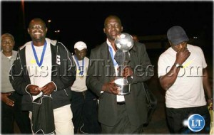 Zambia Under-20 National soccer team on arrival from the COSAFA championship, which they scooped in South Africa.
