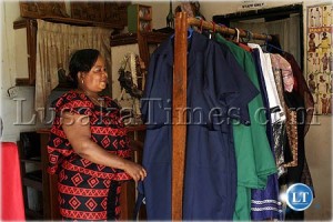 A Lusaka female entrepreneur displays her textile products at Lusaka Club A Lusaka female entrepreneur displays her textile products at Lusaka Club