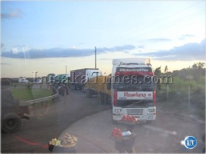 Trucks waiting to be cleared at Kapri Mposhi Township weigh bridge in Central Province Trucks waiting to be cleared at Kapri Mposhi Township weigh bridge in Central Province