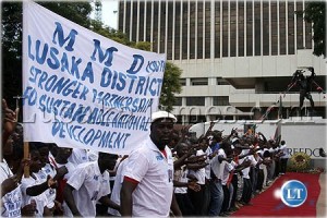 MMD youths singing songs during youth day in Lusaka