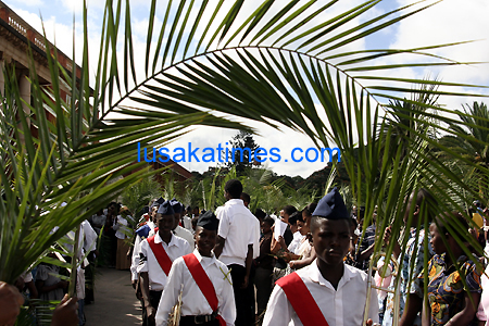 Some Lusaka residents Some Lusaka residents carry Palm leaves dring palm sunday celebrations in Lusaka
