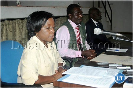 ELECTORAL Commission of Zambia Chairperson, Justice Florence Mumba talks to Milanzi Parliamentary by-election party agents, monitors, observers and the media at Kafumbwe High School in Katete head .