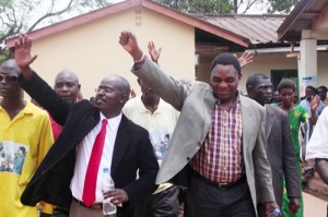 Hakainde Hichilema( L) and Solwezi Central UPND MP Watson Lumba  