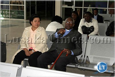 Former Archbishop Emmanuel Milingo with his wife Maria Sung captured at Lusaka international airport when they arrived in Lusaka