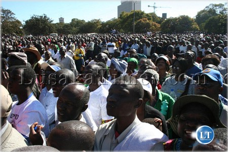 Some Lusaka residents during the launch of the UPND-PF pavt