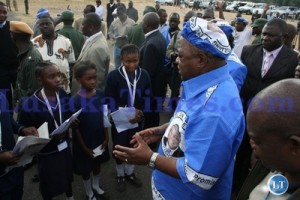 FILE: Formenr President Rupiah Banda answering questions from Kanyanya Basic School