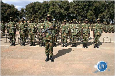 Some of the Zambian soldiers at Arakan Barracks in Lusaka on parade before leaving for Sudan to participate in a peacekeeping mission.