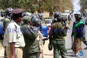 Police in riot gear Police in riot gear