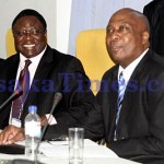 Secretary to the Cabinet Joshua Kanganja and Secretary to the Treasury Evans Chibiliti during the seminar of the 2010 Census