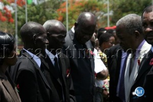 President Banda greeting Zambian war veterans after the remembrance ceremony in Lusaka