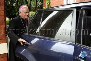 Vatican Ambassador to Zambia Nicola Girassoli about to get in his official  vehicle at meeting First Lady Thandiwe Banda