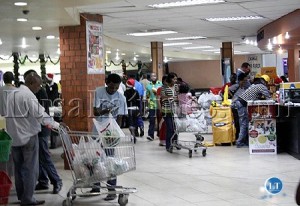 Some Lusaka residents captured inside Spar Store shopping