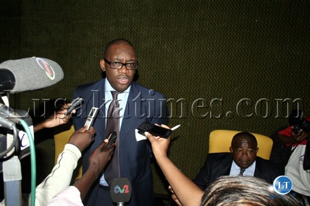 Andrew Kamanga is interviewed after the annual general meeting by his faction in Lusaka yesterday