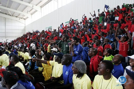 File: Youths and Lusaka residents watch sports events at the Olympic Youth Development Centre in Lusaka
