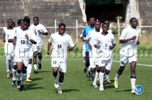 Zambia national soccer team players in training at Independence stadium in Lusaka Zambia national soccer team players in training at Independence stadium in Lusaka