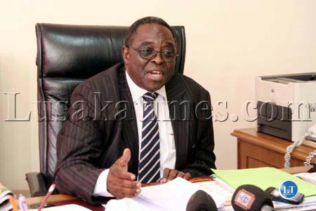 MMD National Chairman Michael Mabenga addresses journalists at his office in Lusaka