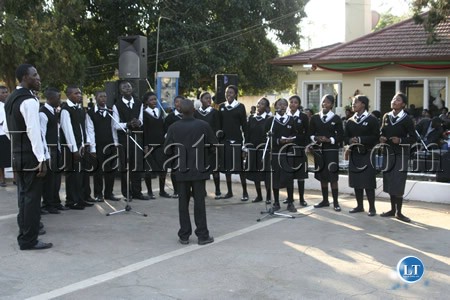 Pupils from Diana Kaimba singing at Dr Chiluba's funeral Pupils from Diana Kaimba singing at Dr Chiluba's funeral