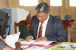 Minister of Information, Broadcasting and Tourism Given Lubinda is interviewed by journalists after the announcement of members of the new cabinet at State House in Lusaka.