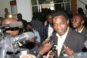 UPND leader Hakainde Hichilema addresses journalists after attending the meeting UPND leader Hakainde Hichilema addresses journalists after attending the meeting