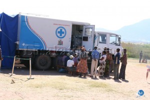 Patients waiting to be attended to at a Mobile Hospital Patients waiting to be attended to at a Mobile Hospital