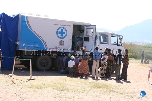 Patients waiting to be attended to at a Mobile Hospital