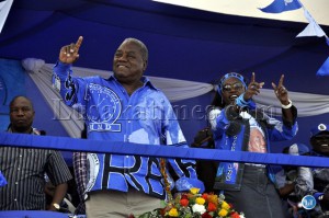 President Banda and First Lady Thandiwe during a public rally in Lusaka President Banda and First Lady Thandiwe during a public rally in Lusaka