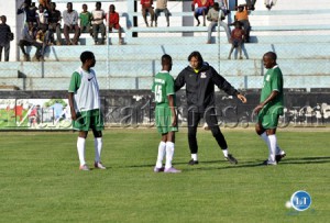 Zambia National team Coach giving Instructions to Players