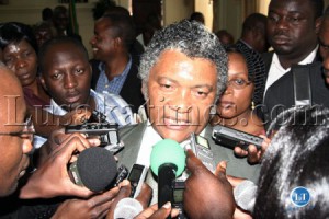 Minister of Information, Broadcasting and Tourism Given Lubinda is interviewed by journalists after the announcement of members of the new cabinet at State House in Lusaka.