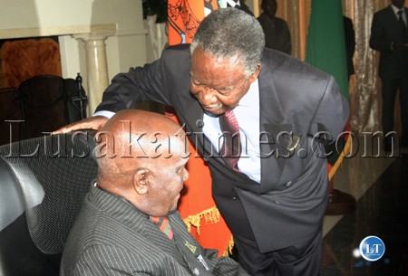 President Michael Sata talks to First Republican President Kenneth Kaunda at State House President Michael Sata talks to First Republican President Kenneth Kaunda at State House