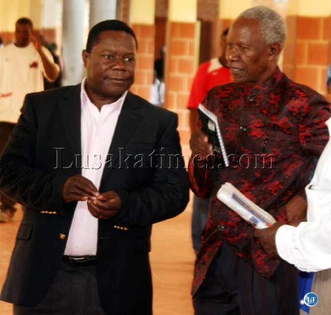 UPND special assistant to the president for special duties Edward Mumbi (L) with William Banda