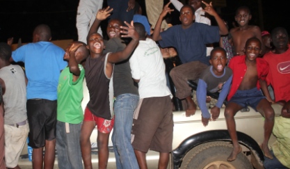 Soccer Fans Celebrating one of Zambia's win at the AFCON tournament Soccer Fans Celebrating one of Zambia's win at the AFCON tournament