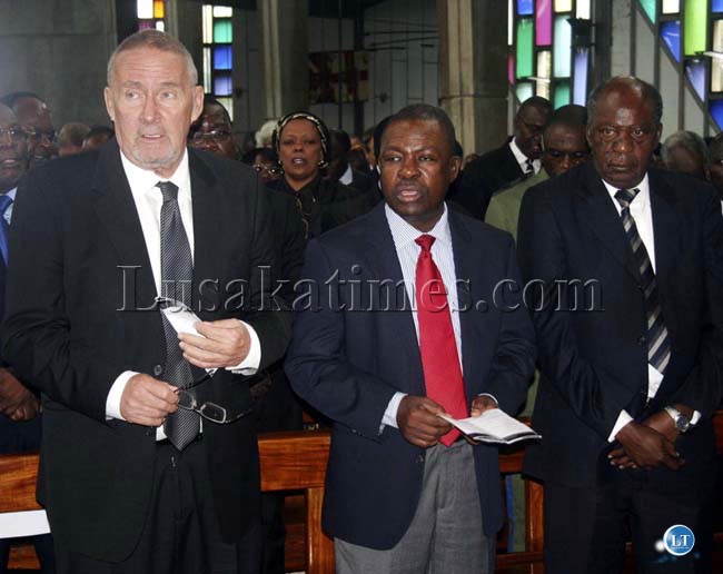 Church service-2 Vice president Guy Scott, Patrotic Front Secretary General Wynter Kabimba and Finanace Minister Alexander Chikwanda