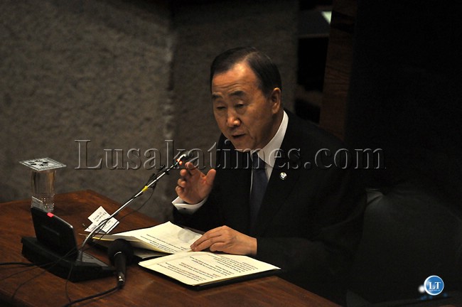 United Nations Secretary General Ban Ki-Moon addressing Parliament
