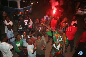  Football fans  celebrating 