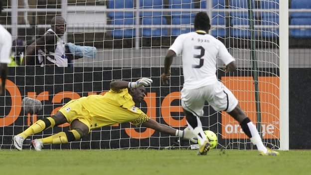Zambia national Scoccer Team goalie Kennedy Mweene save Gyan's penalty during AFCON match Zambia national Scoccer Team goalie Kennedy Mweene save Gyan's penalty during AFCON match