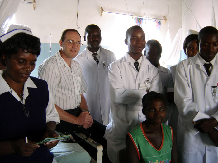 Students on the ward with Executive Director, John Woodfield at Kalene school of nursing Students on the ward with Executive Director, John Woodfield at Kalene school of nursing
