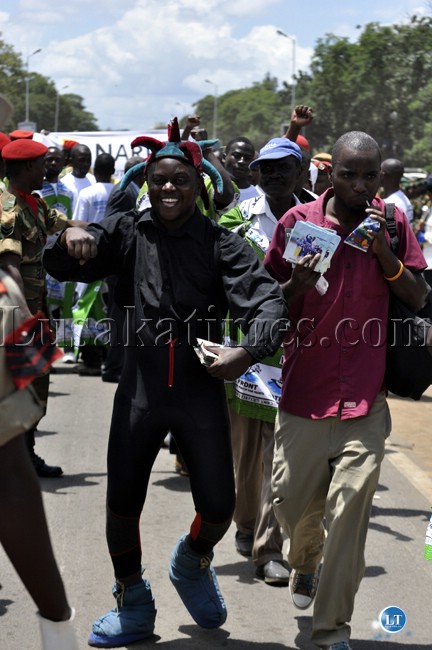 Patrotic Front youths during the Youth day march past. Patrotic Front youths during the Youth day march past.