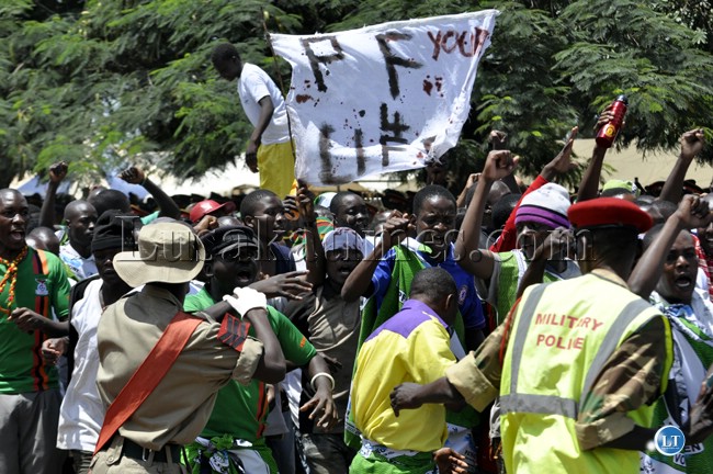 Patrotic Front youths during the Youth day march past