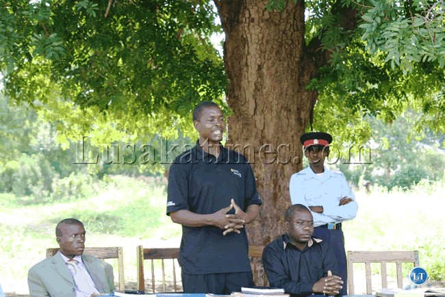Sinjembela Member of Parliament Poniso Njeulu addressing council officers in Shangombo District