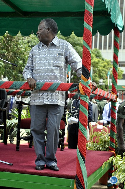 President Michael Sata watching marchers President Michael Sata watching marchers