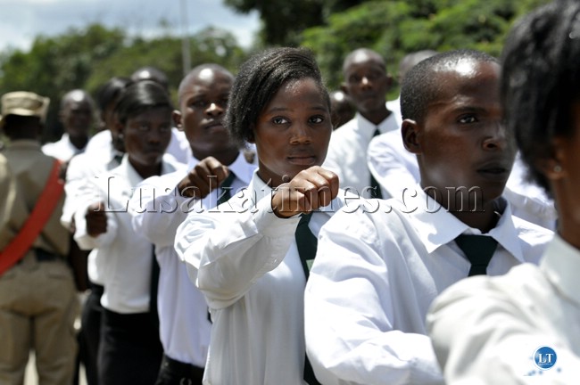 Some youths during the march past Some youths during the march past