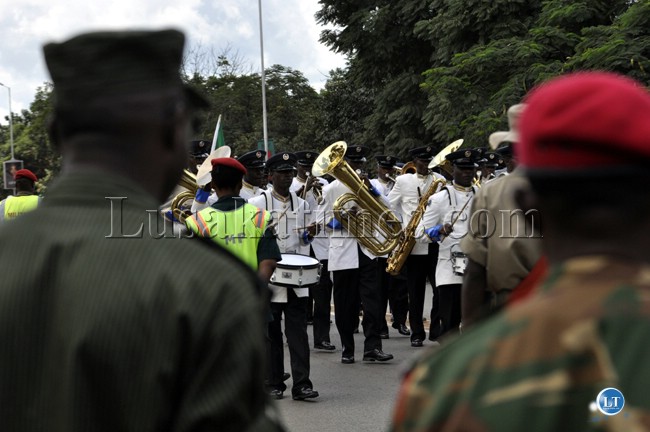 The Zambia Police brass band in action The Zambia Police brass band in action