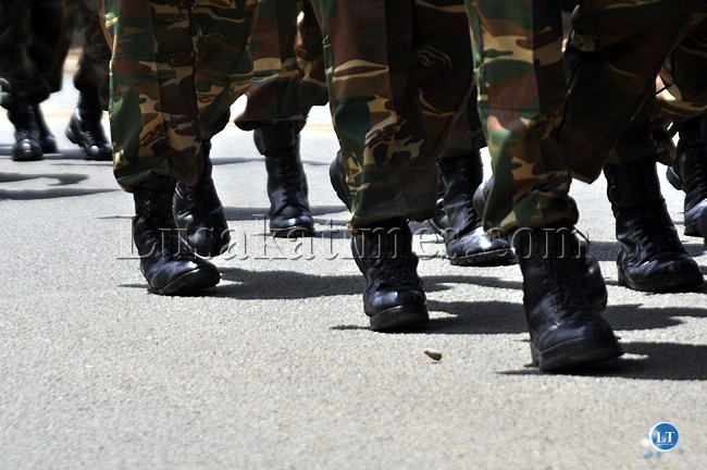 Zambia Army soldiers marching Zambia Army soldiers marching