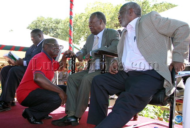 Newstead Zimba in red , President Sata and Shamenda at May day