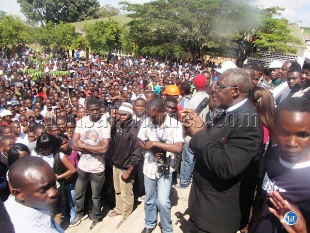 Students from the Copperbelt University protesting against management