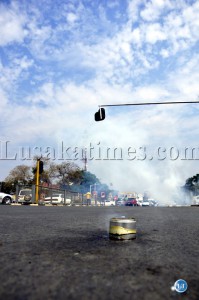 A teargas canister along Church road